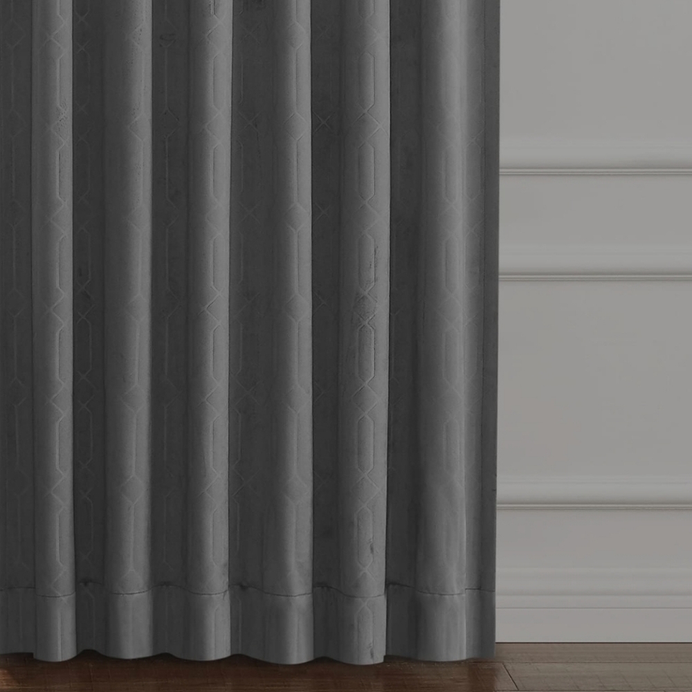 CENTRAL PARK ROD POCKET BACK TAB VELVET DARK GRAY CURTAIN SET NEW 2 PCS  52 X 63